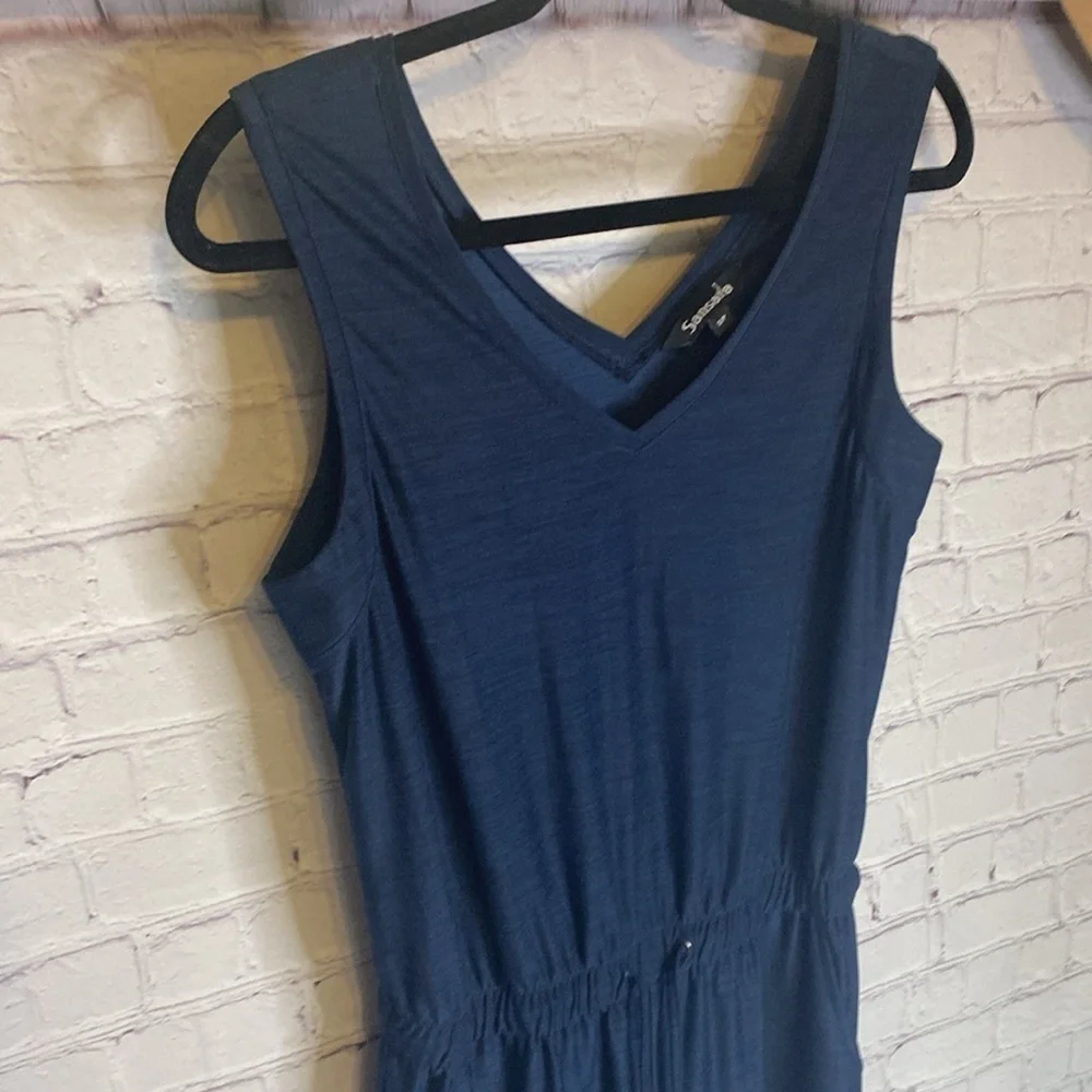 Sansara Navy Soft Sleeveless Jumpsuit with Pockets & Elastic Adjustable Waist S - Picture 4 of 11